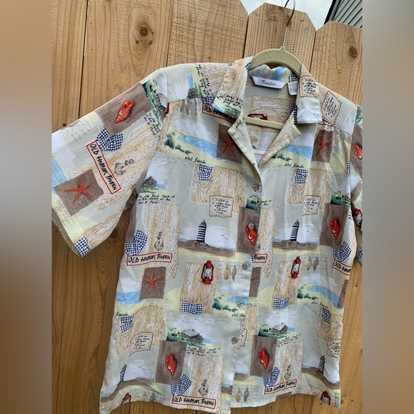 Vintage Hawaiian Shirt TanJay - Size 10  Button-up Lighthouse‎ Starfish Anchor - Picture 4 of 8